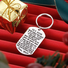Load image into Gallery viewer, To My Son Christmas Keychain Gifts from Mom Dad Mother To Son Him Teens Stocking Stuffers Adult Men Teenage Boys Kids Birthday Graduation Sweet Sixteen Going To College Guys Males Wedding Gifts Present