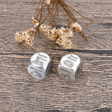 Load image into Gallery viewer, 2 Pcs Date Night Gifts for Boyfriend Girlfriend One Year Anniversary Birthday Naughty Dice for Her Him Food Decision Dice Decider for Husband Wife Couple Valentines Gifts 11th Anniversary Steel Gifts