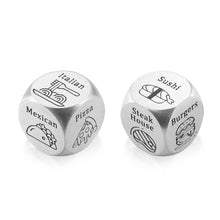Load image into Gallery viewer, 2 Pcs Date Night Gifts for Boyfriend Girlfriend One Year Anniversary Birthday Naughty Dice for Her Him Food Decision Dice Decider for Husband Wife Couple Valentines Gifts 11th Anniversary Steel Gifts