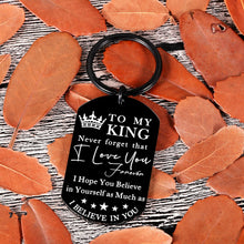 Load image into Gallery viewer, To My King Keychain Anniversary Valentine's Day Gifts for Boyfriend Husband To Be Key Chain I Love You Gifts for Him Men Hubby Birthday Fiance Groom Wedding Engagement Presents from Girlfriend Wife