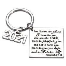 Load image into Gallery viewer, Christian Gift Religious Rings For Women Men Jewelry Lords Prayer Ring Bible Verse Journal Jeremiah 29:11 Inspirational Scripture Keychain From Mom Dad Godfather Church Present Christmas Thanksgiving Day Encouragement Charm For Daughter Son Couple