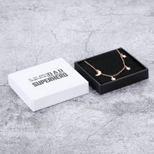 Load image into Gallery viewer, To The World You May Just Be A Dad To Us You Are A Superhero Delicate Star Moon Pendant Necklace Dainty Minimal Charm Necklace Choker Rose Gold 16" - 18" Adjustable Chain Jewelry Gifts for Women Girls