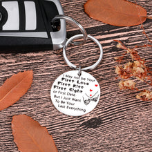 Load image into Gallery viewer, Valentines Day Gifts for Him Girlfriend Boyfriend Date Keychain from BFF Couple Keychain for Her Wedding Anniversary Birthday Thanksgiving Love Keychain for Husband Wife May Not My First Keychain