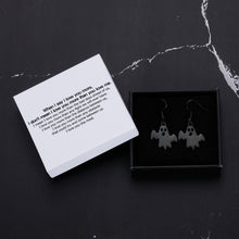 Load image into Gallery viewer, When I say I love you more, I don't mean I love you more than you love me Ghost Hook Earrings Halloween Earrings Delicate Fashion Black Skull Stud Earring Dangle Tassel Drop Earring Jewelry Christmas Gift for Women