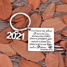 Load image into Gallery viewer, Christian Gift Religious Rings For Women Men Jewelry Lords Prayer Ring Bible Verse Journal Jeremiah 29:11 Inspirational Scripture Keychain From Mom Dad Godfather Church Present Christmas Thanksgiving Day Encouragement Charm For Daughter Son Couple
