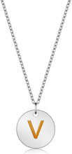 Load image into Gallery viewer, Valentine Day Gifts Initial Letter Pendant Necklace For Her Women Girls 18K Gold Plated Alphabet 26 A-Z Necklace Stainless Steel Round Script Name Monogram Charm Adjustable Chain Jewelry Teens