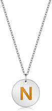 Load image into Gallery viewer, Valentine Day Gifts Initial Letter Pendant Necklace For Her Women Girls 18K Gold Plated Alphabet 26 A-Z Necklace Stainless Steel Round Script Name Monogram Charm Adjustable Chain Jewelry Teens