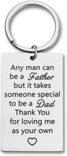 Load image into Gallery viewer, Step Dad Keychain Gifts Father’s Day Birthday Gifts for New Dad Thank You for Loving Me As Your Own Wedding Gifts for Father in Law from Daughter Son Key Ring Dog Tag