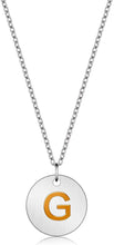 Load image into Gallery viewer, Valentine Day Gifts Initial Letter Pendant Necklace For Her Women Girls 18K Gold Plated Alphabet 26 A-Z Necklace Stainless Steel Round Script Name Monogram Charm Adjustable Chain Jewelry Teens