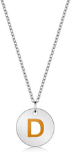 Load image into Gallery viewer, Valentine Day Gifts Initial Letter Pendant Necklace For Her Women Girls 18K Gold Plated Alphabet 26 A-Z Necklace Stainless Steel Round Script Name Monogram Charm Adjustable Chain Jewelry Teens