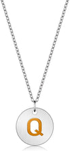 Load image into Gallery viewer, Valentine Day Gifts Initial Letter Pendant Necklace For Her Women Girls 18K Gold Plated Alphabet 26 A-Z Necklace Stainless Steel Round Script Name Monogram Charm Adjustable Chain Jewelry Teens