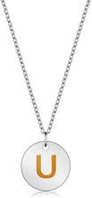 Load image into Gallery viewer, Valentine Day Gifts Initial Letter Pendant Necklace For Her Women Girls 18K Gold Plated Alphabet 26 A-Z Necklace Stainless Steel Round Script Name Monogram Charm Adjustable Chain Jewelry Teens