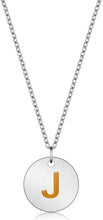 Load image into Gallery viewer, Valentine Day Gifts Initial Letter Pendant Necklace For Her Women Girls 18K Gold Plated Alphabet 26 A-Z Necklace Stainless Steel Round Script Name Monogram Charm Adjustable Chain Jewelry Teens