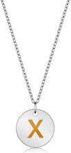 Load image into Gallery viewer, Valentine Day Gifts Initial Letter Pendant Necklace For Her Women Girls 18K Gold Plated Alphabet 26 A-Z Necklace Stainless Steel Round Script Name Monogram Charm Adjustable Chain Jewelry Teens