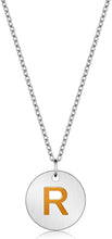 Load image into Gallery viewer, Valentine Day Gifts Initial Letter Pendant Necklace For Her Women Girls 18K Gold Plated Alphabet 26 A-Z Necklace Stainless Steel Round Script Name Monogram Charm Adjustable Chain Jewelry Teens