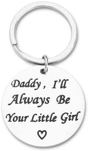 Load image into Gallery viewer, Fathers Day Gifts For Dad Keychain Birthday Gifts For Step Dad From Daughter Son Kids Wife Always Be Your Little Girl Key Ring Father In Law Dad Of The Bride Wedding Anniversary Men Him