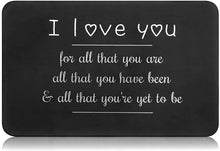 Load image into Gallery viewer, Valentine Gifts for Him Her Men Wallet Card Insert Black Husband Christmas from Wife Girlfriend Boyfriend Anniversary Birthday Gift Mini Love Note Wedding Engagement Gifts for Groom Fiance I love you