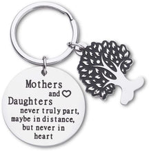 Load image into Gallery viewer, Mothers Day Gifts Keychain For Mom Mothers And Daughters Never Truly Part Mom From Daughter Gifts For Women Birthday Wedding Keyring Bonding Parting Graduation Gifts Keepsake From Mom Daughter