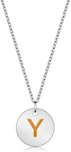 Load image into Gallery viewer, Valentine Day Gifts Initial Letter Pendant Necklace For Her Women Girls 18K Gold Plated Alphabet 26 A-Z Necklace Stainless Steel Round Script Name Monogram Charm Adjustable Chain Jewelry Teens