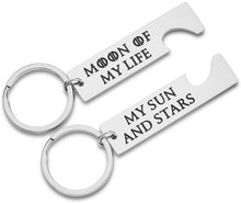 Load image into Gallery viewer, Couples Keychain Gifts For Boyfriend Girlfriend Birthday 1 Pair Game Of Thrones Lovers Sun And Moon Key Rings Husband Wife Anniversary Wedding Gifts For Him Her Women Khaleesi And Khal