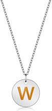 Load image into Gallery viewer, Valentine Day Gifts Initial Letter Pendant Necklace For Her Women Girls 18K Gold Plated Alphabet 26 A-Z Necklace Stainless Steel Round Script Name Monogram Charm Adjustable Chain Jewelry Teens