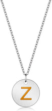 Load image into Gallery viewer, Valentine Day Gifts Initial Letter Pendant Necklace For Her Women Girls 18K Gold Plated Alphabet 26 A-Z Necklace Stainless Steel Round Script Name Monogram Charm Adjustable Chain Jewelry Teens