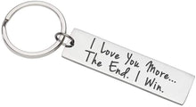 Load image into Gallery viewer, Husband Wife Keychain Christmas Gifts for Him Her I Love You More The End I Win Key Chain for Boyfriend Anniversary Presents Girlfriend Birthday Wedding for Fiance Funny Man Woman Present Jewelry