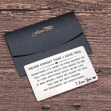 Load image into Gallery viewer, Fleure Esme Husband Wife Wallet Card Insert Valentine Christmas Gifts for Him Her Men Husband Anniversary from Wife Girlfriend Stocking Suffers Birthday Gift I Love You Note Wedding Engagement Gifts Fiance Groom