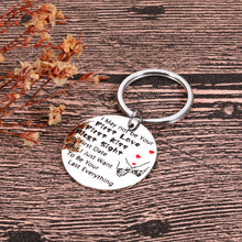 Load image into Gallery viewer, Valentines Day Gifts for Him Girlfriend Boyfriend Date Keychain from BFF Couple Keychain for Her Wedding Anniversary Birthday Thanksgiving Love Keychain for Husband Wife May Not My First Keychain