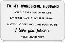 Load image into Gallery viewer, To My Husband Wallet Card Insert Gifts For Wedding Anniversary Christmas Gifts For Him Men Husband From Wife Valentine Birthday Gifts Long Distance Deployment Gifts For Groom Fiance I Love You