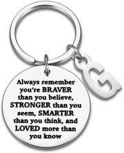 Load image into Gallery viewer, Inspirational Christmas Gifts for Son Daughter Keychain Personalized Initial Charm Valentine Women Men Friends Teens Sweet 16 Birthday College Graduation Gifts for Teenage Boy Girls Gifts Him Her