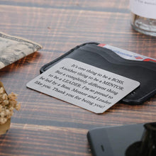 Load image into Gallery viewer, Boss Christmas Appreciation Gifts Wallet Card for Mentor Leader Thank You Note Leaving Going Away Gifts Supervisor Retirement Boss Birthday Gifts Coworker Men Women Goodbye Farewell Presents