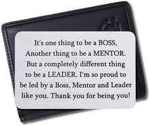 Load image into Gallery viewer, Boss Christmas Appreciation Gifts Wallet Card for Mentor Leader Thank You Note Leaving Going Away Gifts Supervisor Retirement Boss Birthday Gifts Coworker Men Women Goodbye Farewell Presents