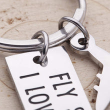 Load image into Gallery viewer, Fathers Day Pilot Gifts Fly Safe i Love You Keychain For Dad Flight Staff Airline Worker Boyfriends Husband Gift Long Distance Traveler Gift For Birthday Anniversary Couple Him Her Men Women