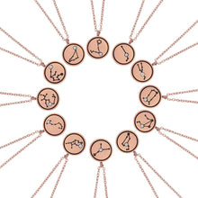Load image into Gallery viewer, 12 Zodiac Constellation Necklace Valentine Day Gifts For Her Women Girls Star Birth Sign Necklace Gifts Horoscope Necklace Rose Gold 16" - 18" Chain Astrology Jewelry Pendant Celestial Necklace Zodiac Charm Gifts