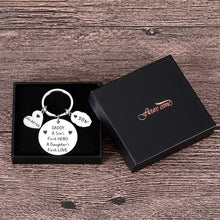Load image into Gallery viewer, Dad Gifts Keychain from Daughter Son to Father’s Day Birthday Gift for Father Daddy Stepdad Godfather Father in Law Christmas Wedding Valentine Keyring A Son’s First Hero A Daughter’s First Love