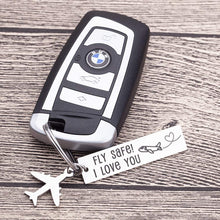Load image into Gallery viewer, Fathers Day Pilot Gifts Fly Safe i Love You Keychain For Dad Flight Staff Airline Worker Boyfriends Husband Gift Long Distance Traveler Gift For Birthday Anniversary Couple Him Her Men Women