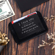 Load image into Gallery viewer, Valentine Gifts for Him Her Men Wallet Card Insert Black Husband Christmas from Wife Girlfriend Boyfriend Anniversary Birthday Gift Mini Love Note Wedding Engagement Gifts for Groom Fiance I love you