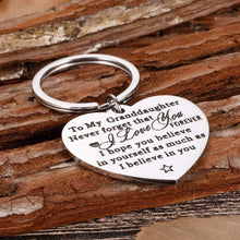 Load image into Gallery viewer, Granddaughter Keychain Gifts for Valentine Graduation from Grandma Grandpa to Granddaughter Mothers Day for Grand Kids Her Teen Adult Women Teenage Girls Christmas Gifts Inspirational Jewelry