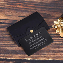 Load image into Gallery viewer, Valentine Gifts for Him Her Men Wallet Card Insert Black Husband Christmas from Wife Girlfriend Boyfriend Anniversary Birthday Gift Mini Love Note Wedding Engagement Gifts for Groom Fiance I love you