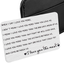 Load image into Gallery viewer, Husband Wife Wallet Insert Card Christmas Gifts for Him Her Men Husband Valentine from Wife Girlfriend Boyfriend Anniversary Birthday Gifts Love Note Wedding Gifts for Groom Bride Deployment Gifts