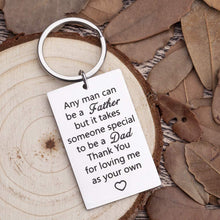 Load image into Gallery viewer, Step Dad Keychain Gifts Father’s Day Birthday Gifts for New Dad Thank You for Loving Me As Your Own Wedding Gifts for Father in Law from Daughter Son Key Ring Dog Tag