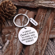 Load image into Gallery viewer, Coach Gifts For Men Women Coach Keychain Basketball Football Cheer A Great Coach Is Hard To Find Thank You Gifts For Coaches Soccer Gymnastics Retirement Appreication Gifts