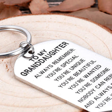 Load image into Gallery viewer, Granddaughter Valentine Gifts Graduation Keychain from Grandma Grandpa to Granddaughter Mothers Day Christmas Gifts for Grand Kids Her Teen Adult Women Teenage Girls Inspirational Presents Jewelry
