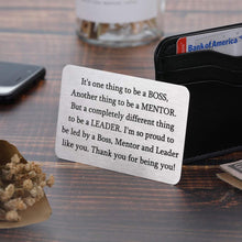Load image into Gallery viewer, Boss Christmas Appreciation Gifts Wallet Card for Mentor Leader Thank You Note Leaving Going Away Gifts Supervisor Retirement Boss Birthday Gifts Coworker Men Women Goodbye Farewell Presents