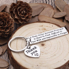 Load image into Gallery viewer, School Assistant-Principal-Gifts-Keychain-Appreciation Thank You Gifts School Counselor Teacher Men Women A Great Principal is Hard to Find Key Chain Retirement Gifts Parting Leaving Present