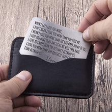 Load image into Gallery viewer, Wallet Insert Card Anniversary Gifts For Men Husband From Wife Girlfriend Boyfriend Birthday Gifts Metal Mini Love Note Valentine Wedding Gifts For Groom Bride Him Her Deployment Gifts