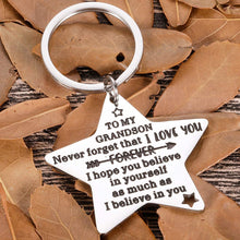 Load image into Gallery viewer, to My Grandson Keychain Valentine’s Day Gifts for Grandson Graduation from Grandma Grandpa Fathers Day Christmas Sweet 16th Birthday Gifts for Him Teens Adult Men Teenage Boys Inspirational