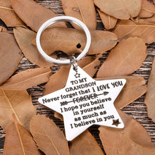 Load image into Gallery viewer, to My Grandson Keychain Valentine’s Day Gifts for Grandson Graduation from Grandma Grandpa Fathers Day Christmas Sweet 16th Birthday Gifts for Him Teens Adult Men Teenage Boys Inspirational
