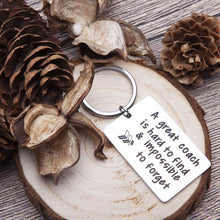 Load image into Gallery viewer, Coach Gifts Keychain 2Pcs Football Soccer Basketball Swimming Baseball Cheer Coach Gifts for a Coach A Great Coach is Hard to Forget Christmas Birthday Gifts for Men Women